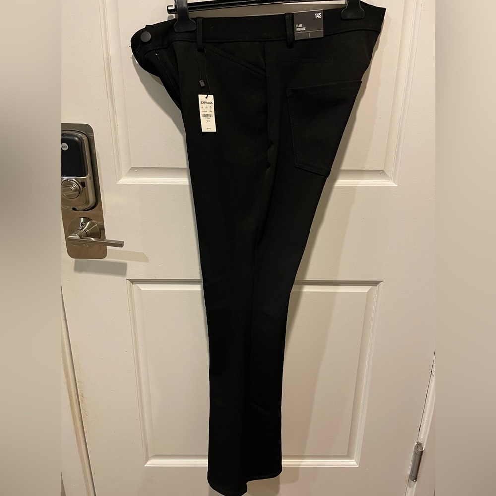 NWT- Express black flare high rise pants, size 14S
